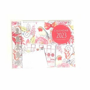 Familieplanner met foto's 2023 met bloemenprint met vogels - Multicolor - 30 x 40 cm - Kunststof Familieplanner met foto's 2023 met bloemenprint met vogels - Multicolor - 30 x 40 cm - Kunststof