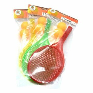 Tennis set - 2 balletjes - 2 Rackets / Bats - Geel - Groen - Oranje - Kunststof - Ping Pong - Tennis - Tennisracket - Vakantie Tennis set - 2 balletjes - 2 Rackets / Bats - Geel - Groen - Oranje - Kunststof - Ping Pong - Tennis - Tennisracket - Vakantie