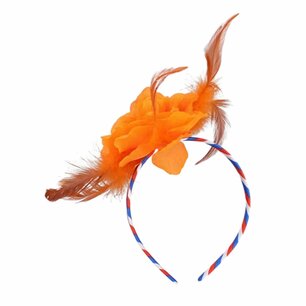 Oranje diadeem met bloem en veren - WK / EK - Koningsdag - Haarband - Kunststof - Nederland - Holland Oranje diadeem met bloem en veren - WK / EK - Koningsdag - Haarband - Kunststof - Nederland - Holland