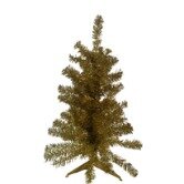 Mini kerstboompje - Goud met glitters - Kunststof - h 20 cm - 1 Stuk Mini kerstboompje - Goud met glitters - Kunststof - h 20 cm - 1 Stuk