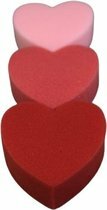 Badsponzen hartjes - Rood / Roze - Set van 3