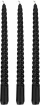 Swirlkaars - Kaars - Zwart - 3 stuks - 25 cm Swirlkaars - Kaars - Zwart - 3 stuks - 25 cm
