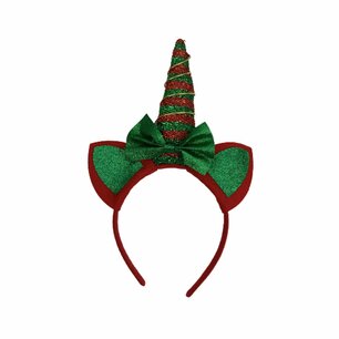 Kerstdiadeem - Model Unicorn Kerst - Diadeem - Rood / Groen - Glitter - Kerstmis - Haaraccessoires Kerstdiadeem - Model Unicorn Kerst - Diadeem - Rood / Groen - Glitter - Kerstmis - Haaraccessoires