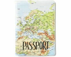 Paspoorthoesje Wereldkaart - Blauw / Multicolor - Kunststof - 10 x 13 cm Paspoorthoesje Wereldkaart - Blauw / Multicolor - Kunststof - 10 x 13 cm