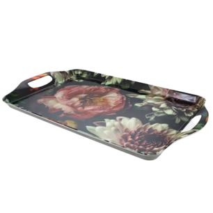 Trendy dienblad met bloemetjes motief - Roze / Zwart / Paars - Kunststof - 32 x 23,5 cm - Dienblad - Serveerblad - Serveren Trendy dienblad met bloemetjes motief - Roze / Zwart / Paars - Kunststof - 32 x 23,5 cm - Dienblad - Serveerblad - Serveren