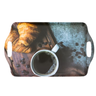 Trendy dienblad met koffiekopjes motief - Bruin / Zwart- Kunststof - 32 x 23,5 cm - Dienblad - Serveerblad - Serveren Trendy dienblad met koffiekopjes motief - Bruin / Zwart- Kunststof - 32 x 23,5 cm - Dienblad - Serveerblad - Serveren