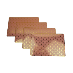 Placemats met waaier motief EVAN - Roze / Goud - Kunststof - 44 x 29 cm - Set van 4 - aanmaakblokjes Placemats met waaier motief EVAN - Roze / Goud - Kunststof - 44 x 29 cm - Set van 4 - aanmaakblokjes