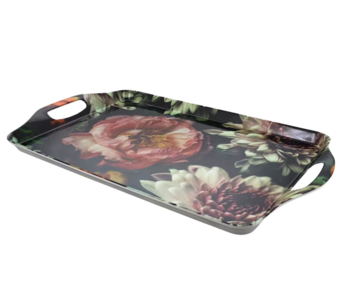 Trendy dienblad PASSION COLLECTION met bloemetjes motief - Roze / Zwart / Paars - Kunststof - 32 x 23,5 cm - Dienblad - Serveerblad - Trendy dienblad PASSION COLLECTION met bloemetjes motief - Roze / Zwart / Paars - Kunststof - 32 x 23,5 cm - Dienblad - Serveerblad -