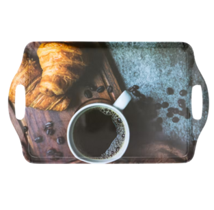 Trendy dienblad PASSION COLLECTION koffiekopjes motief - Bruin / Zwart- Kunststof - 32 x 23,5 cm - Dienblad - Serveerblad - Serveren Trendy dienblad PASSION COLLECTION koffiekopjes motief - Bruin / Zwart- Kunststof - 32 x 23,5 cm - Dienblad - Serveerblad - Serveren