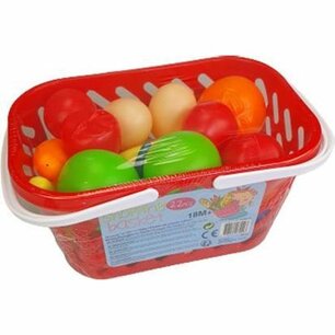 Winkelmandje met fruit speelgoed - Rood - Kunststof - 22 delig Winkelmandje met fruit speelgoed - Rood - Kunststof - 22 delig