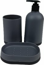 Zeepdispenser FILIP - Grijs - Zwart - Kunststof - Set van 3 Zeepdispenser FILIP - Grijs - Zwart - Kunststof - Set van 3