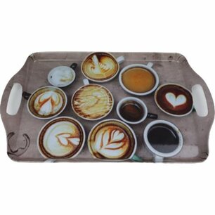 Dienblad met koffie motief - Multicolor - Grijs/Bruin - 38 x 23 cm Dienblad met koffie motief - Multicolor - Grijs/Bruin - 38 x 23 cm