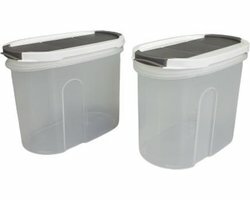 Opbergbox 1 liter - Transparant / Grijs - Kunststof - Set van 2 Opbergbox 1 liter - Transparant / Grijs - Kunststof - Set van 2