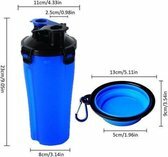 2 In 1 Reiswaterfles Met Drinkbakje Voor Huisdieren - Blauw / Zwart - Kunststof / Rubber 2 In 1 Reiswaterfles Met Drinkbakje Voor Huisdieren - Blauw / Zwart - Kunststof / Rubber