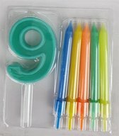 Taartkaarsen set voor 9 jaar - Multicolor - Kaars 