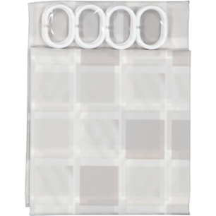 Douchegordijn Blok Print - Grijs / Wit 180 x 180 cm - 12 ringen Douchegordijn Blok Print - Grijs / Wit 180 x 180 cm - 12 ringen