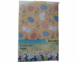 Tafelkleed Pasen KRISTEN met eieren patroon - Geel / Blauw / Roze - Polyethylene - 200 x 140 cm Tafelkleed Pasen KRISTEN met eieren patroon - Geel / Blauw / Roze - Polyethylene - 200 x 140 cm