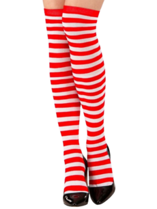 Dames Kniekousen - Rood / Wit - Katoen / Polyester / Elastaan - Sokken - One size Dames Kniekousen - Rood / Wit - Katoen / Polyester / Elastaan - Sokken - One size