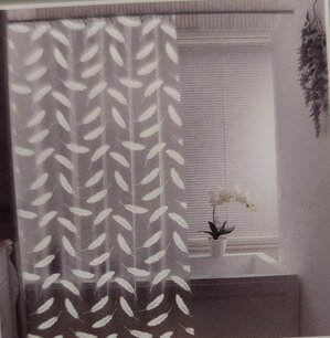 Douchegordijn met blad motief - Kunststof - Wit / Transparant - 180 x 200 cm Douchegordijn met blad motief - Kunststof - Wit / Transparant - 180 x 200 cm