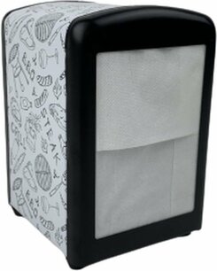 Servethouder met servetten "Grill / Steak" - Wit / Zwart - Metaal / Papier - 9 x 9,5 x 10 cm Servethouder met servetten "Grill / Steak" - Wit / Zwart - Metaal / Papier - 9 x 9,5 x 10 cm