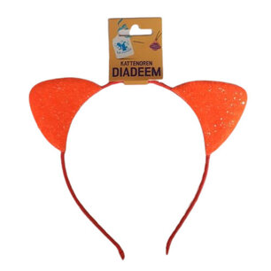 Diadeem Glitter Kattenoren Oranje - Neon haarband - Kattenoortjes Diadeem Glitter Kattenoren Oranje - Neon haarband - Kattenoortjes