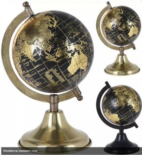 Luxe WERELDBOL OP STANDAARD Goud / Zwart - 12CM - Aanmaakblokjes Luxe WERELDBOL OP STANDAARD Goud / Zwart - 12CM - Aanmaakblokjes