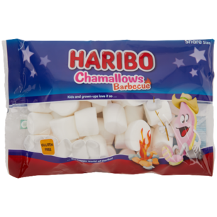 Haribo Barbecue Chamallows - Kampvuur Marsmallows - Glutenvrij - Zak 300 gram Haribo Barbecue Chamallows - Kampvuur Marsmallows - Glutenvrij - Zak 300 gram