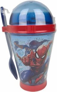 Kinderbeker met lepel - Yoghurt beker - Spiderman - Rood / Blauw - Beker - Kunststof - 2 Delig Kinderbeker met lepel - Yoghurt beker - Spiderman - Rood / Blauw - Beker - Kunststof - 2 Delig