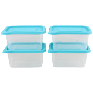 Star Ware vershouddozen met deksels - Blauw / transparant - Kunststof - 14.5 x 10 x 7 cm - 0,5 Liter - Set van 4 Star Ware vershouddozen met deksels - Blauw / transparant - Kunststof - 14.5 x 10 x 7 cm - 0,5 Liter - Set van 4