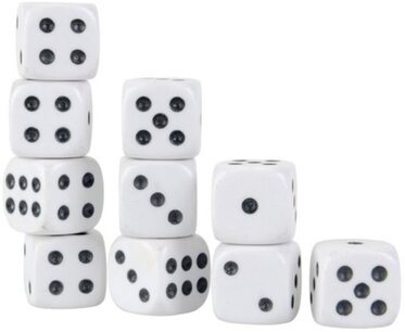 10 witte dobbelstenen Set