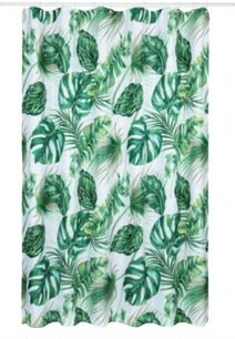 Douchegordijn met ophangringen - Botanica Print - 180 x 200 cm - Groen / Wit - Botanisch Douchegordijn met ophangringen - Botanica Print - 180 x 200 cm - Groen / Wit - Botanisch