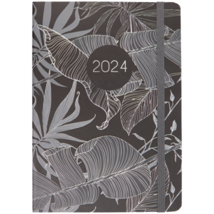 Jaaragenda Zwart met 3d bladmotief - 2024 - Jaar Agenda met elastiek - Mooie trendy planner voor kantoor / school / thuisgebruik - Agendaplanner Jaaragenda Zwart met 3d bladmotief - 2024 - Jaar Agenda met elastiek - Mooie trendy planner voor kantoor / school / thuisgebruik - Agendaplanner