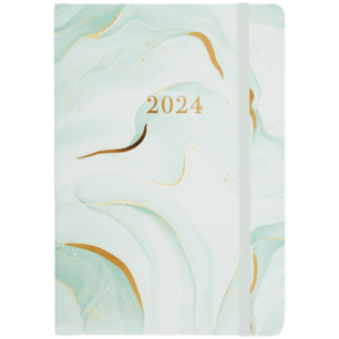 Jaaragenda Mint / Goud met Aquarel motief - 2024 - Jaar Agenda met elastiek - Mooie trendy planner voor kantoor / school / thuisgebruik - Agendaplanner Jaaragenda Mint / Goud met Aquarel motief - 2024 - Jaar Agenda met elastiek - Mooie trendy planner voor kantoor / school / thuisgebruik - Agendaplanner