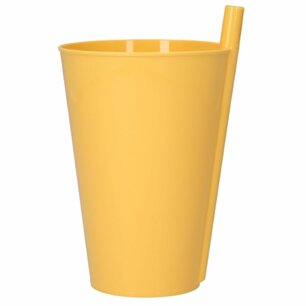 Handige Drinkbeker met rietje SIPSTER - Geel - Set van 4 - Geen geknoei met losse rietjes - Beker / Mok met rietje - 8 x 8 x 13,7 cm Handige Drinkbeker met rietje SIPSTER - Geel - Set van 4 - Geen geknoei met losse rietjes - Beker / Mok met rietje - 8 x 8 x 13,7 cm
