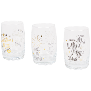 Drinkglazen Kerst - Goud - Zwart - Set van 3 - Drinkglazen - 250 ml Drinkglazen Kerst - Goud - Zwart - Set van 3 - Drinkglazen - 250 ml