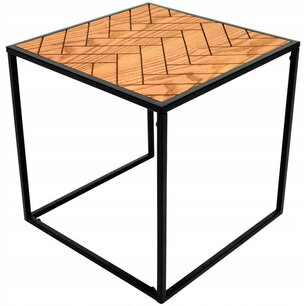 Bijzettafeltje met visgraatpatroon KLAY - Lichtbruin / Zwart - Hout / Metaal - 37 x 37 x 37 cm Bijzettafeltje met visgraatpatroon KLAY - Lichtbruin / Zwart - Hout / Metaal - 37 x 37 x 37 cm