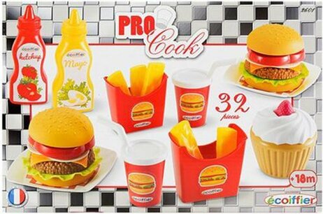 Pro Cook Keuken Speelset Snackbar - Multicolor - Kunststof - 38 Delig Pro Cook Keuken Speelset Snackbar - Multicolor - Kunststof - 38 Delig