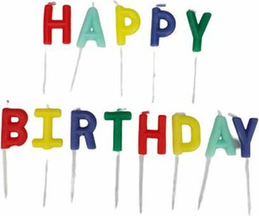 Taartkaarzen Happy Birthday - Multicolor - Kaars
