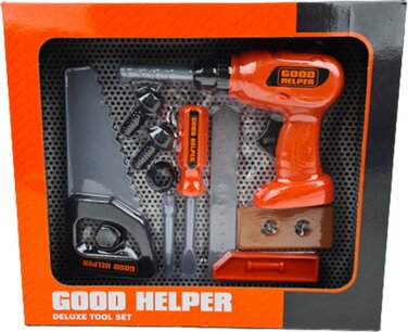 Good Helper kindergereedschap speelgoed - Oranje / Zwart - Kunststof - 30 x 6 x 26 cm - Set van 10 Good Helper kindergereedschap speelgoed - Oranje / Zwart - Kunststof - 30 x 6 x 26 cm - Set van 10