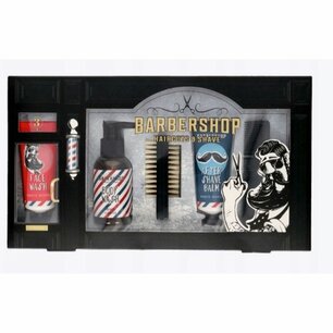 Barbershop Haircuts & Shave pakket - Rood / Blauw / Bruin - Face Wash / Body Wash / After Shave Balm - Pakket - 5 Delig Barbershop Haircuts & Shave pakket - Rood / Blauw / Bruin - Face Wash / Body Wash / After Shave Balm - Pakket - 5 Delig