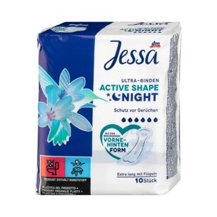 Jessa Ultra-pads Active Shape Night, 10 st Jessa Ultra-pads Active Shape Night, 10 st