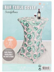 Bartafel Hoes - Tafelhoes - Blad Motief - Roze / Groen - Polyester - Ø 80 x h 120 cm