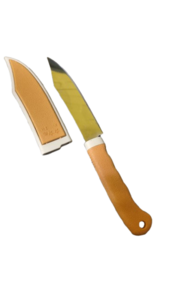 Groentemes AMAZON + Beschermhoes - Bruin / Grijs 12 / 22 CM - Goede grip - RVS Groentemes AMAZON + Beschermhoes - Bruin / Grijs 12 / 22 CM - Goede grip - RVS