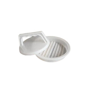 Hamburger Press met Handvat & Deksel - Wit - 11x11cm - Keukengadget – Perfect voor Zelfgemaakte Hamburgers & Patty Molding - Kunststof Hamburger Press met Handvat & Deksel - Wit - 11x11cm - Keukengadget – Perfect voor Zelfgemaakte Hamburgers & Patty Molding - Kunststof