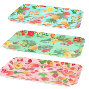 Dienblad MELAMINE met Fruit en Planten - Turquoise/Roze/Blauw - 43 x 31 cm - Kunststof - Serveerblad - Serveren - Ananas - Banaan - Keuken Dienblad MELAMINE met Fruit en Planten - Turquoise/Roze/Blauw - 43 x 31 cm - Kunststof - Serveerblad - Serveren - Ananas - Banaan - Keuken