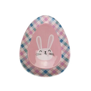 Paasbord - Konijn / kuiken – Roze – Ei-vorm – Keramiek – 18x10 cm – Vaatwasserbestendig – Ideaal voor Pasen of decoratie - Herbruikbaar Paasbord - Konijn / kuiken – Roze – Ei-vorm – Keramiek – 18x10 cm – Vaatwasserbestendig – Ideaal voor Pasen of decoratie - Herbruikbaar