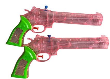 Revolver Waterpistool - Roze / Groen - Kunststof - Set van 2 Revolver Waterpistool - Roze / Groen - Kunststof - Set van 2