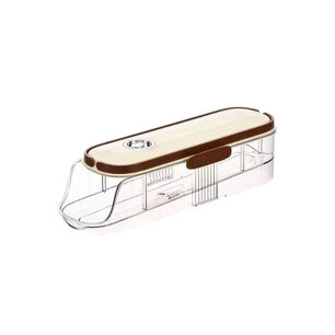 Trendy Retrostyle Eierhouder voor koelkast - Transparant / Bruin / Beige - 1 stuk - Eiopbergdoos - Eidispenser Trendy Retrostyle Eierhouder voor koelkast - Transparant / Bruin / Beige - 1 stuk - Eiopbergdoos - Eidispenser