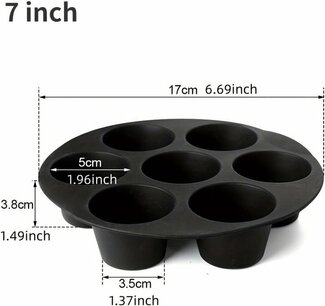 Airfryer Mini Cupcake bakvorm MUFFIE - Zwart / Grijs - Siliconen - 17 cm- 7 cupcakes in 1 vorm - Mini cupcakes - Muffinbakvorm - Muffinvorm - Oven / Magnetron - Assorti Airfryer Mini Cupcake bakvorm MUFFIE - Zwart / Grijs - Siliconen - 17 cm- 7 cupcakes in 1 vorm - Mini cupcakes - Muffinbakvorm - Muffinvorm - Oven / Magnetron - Assorti