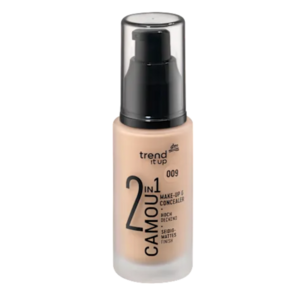 Trend it up Foundation 2 in 1 Concealer 009 - 30 ml - 2-in-1 vloeibare poeder en concealer Camou 009 Trend it up Foundation 2 in 1 Concealer 009 - 30 ml - 2-in-1 vloeibare poeder en concealer Camou 009